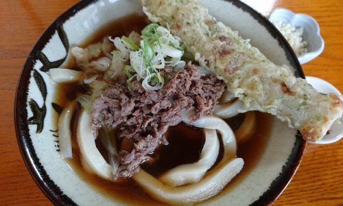 肉うどん+ちく天