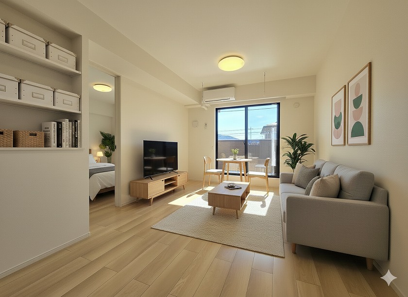 AIによって家具が配置され、生活感が想像しやすくなった物件写真