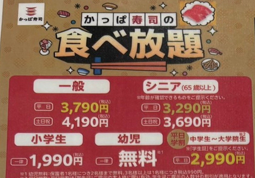 かっぱ寿司の食べ放題